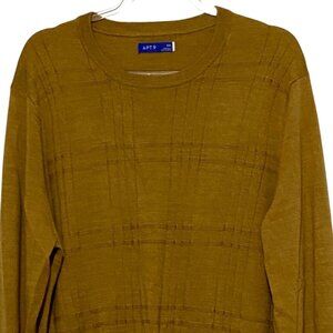 Apt 9 Womens Crew Neck Sweater XXL Mustard Brown Preppy Light Academia Old Money
